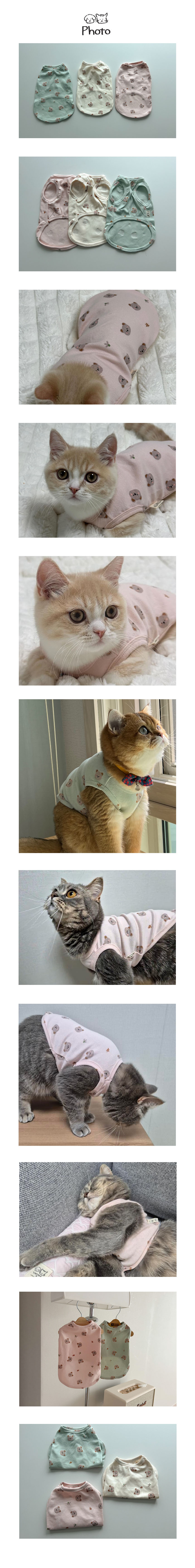 [무료배송] 개달당 고양이옷 캣 무형광 허니곰 민소매 티셔츠 3colors 2번째