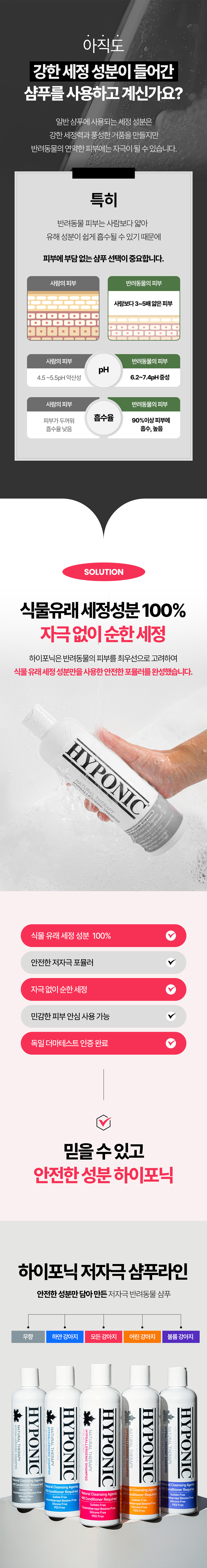 [무료배송] 하이포닉 독 저자극 전견용 무향 샴푸 500ml/1500ml 2번째