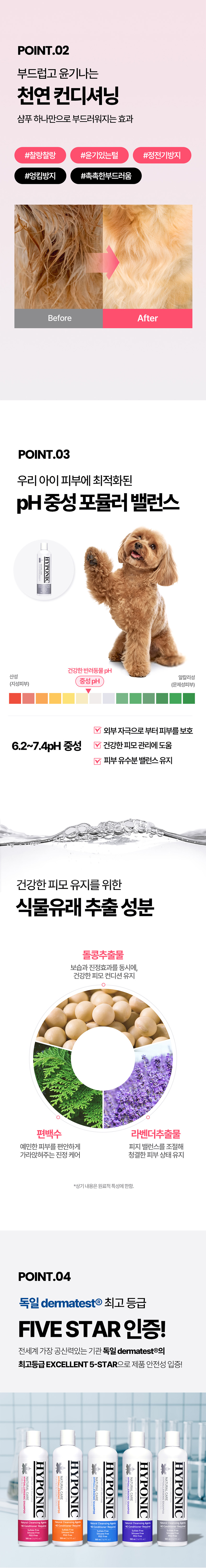 [무료배송] 하이포닉 독 저자극 전견용 무향 샴푸 500ml/1500ml 5번째