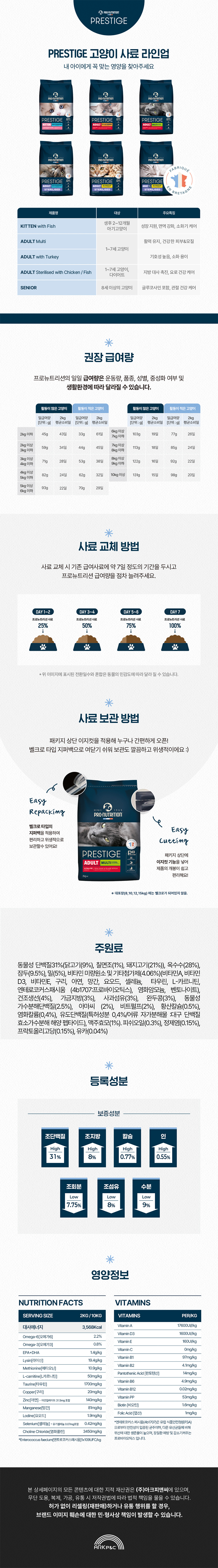[NEW신상][무료배송] 프로뉴트리션 프레스티지 캣 피쉬 중성화 사료 2kg 4번째