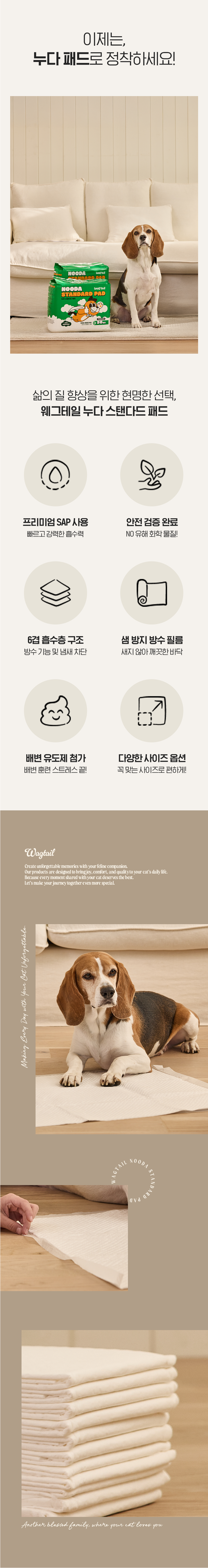 [NEW신상][무료배송] [1+1] 펫웨그테일 독 누다 배변패드 중형 (760x600mm) 2번째