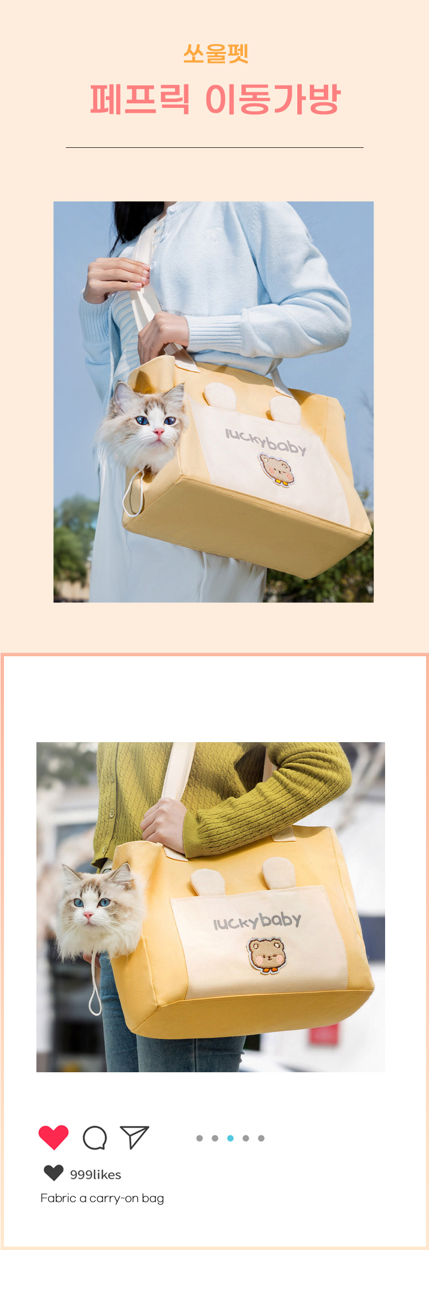 [무료배송] 쏘울펫 페브릭 이동장 1번째