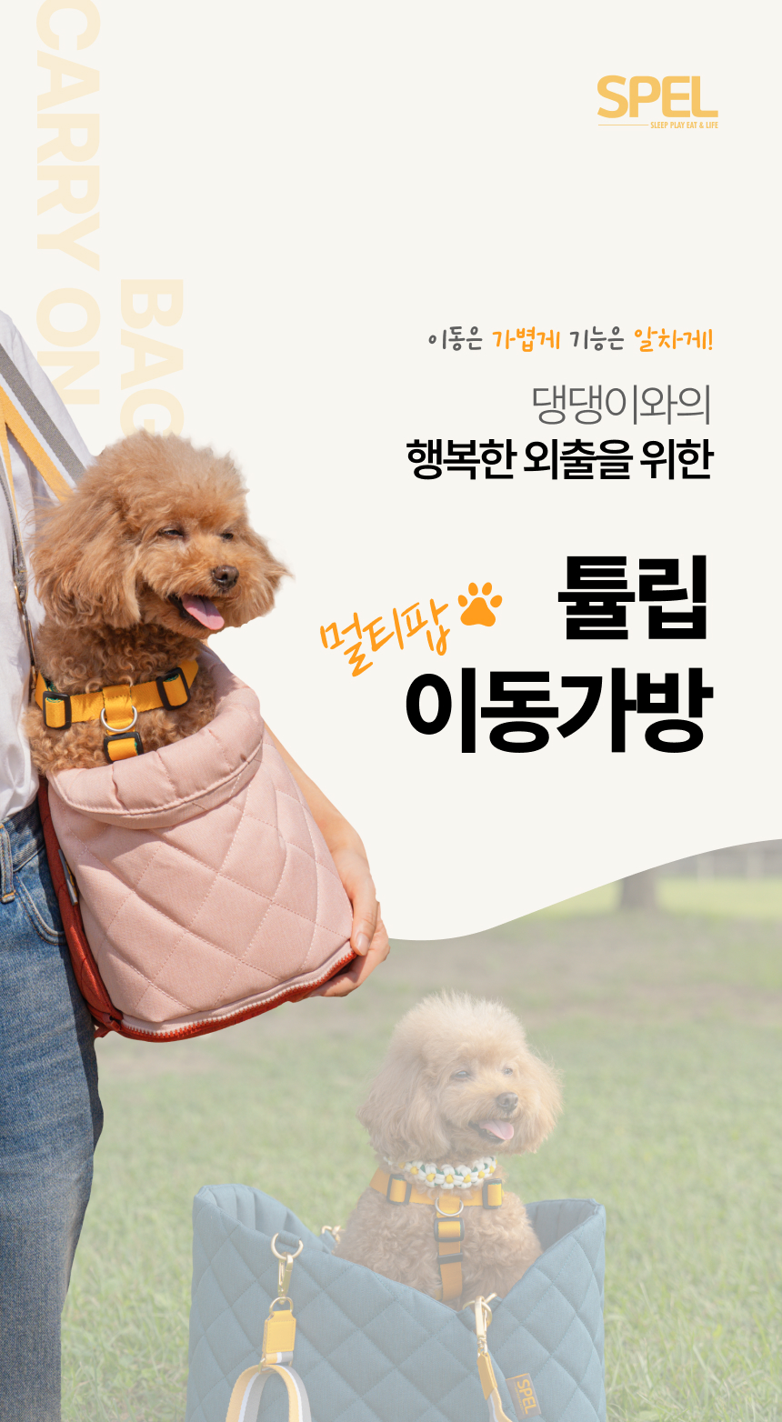 [NEW신상][무료배송] 스펠 독 콘솔 카시트 겸용 튤립 이동가방 5번째