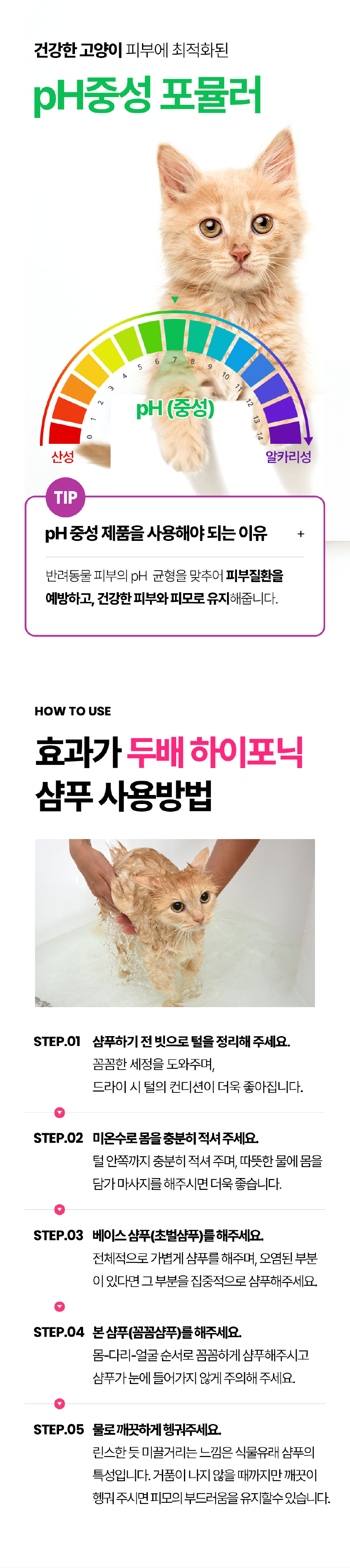 [무료배송] 하이포닉 캣 프리미엄 저자극 샴푸 100ml 7번째