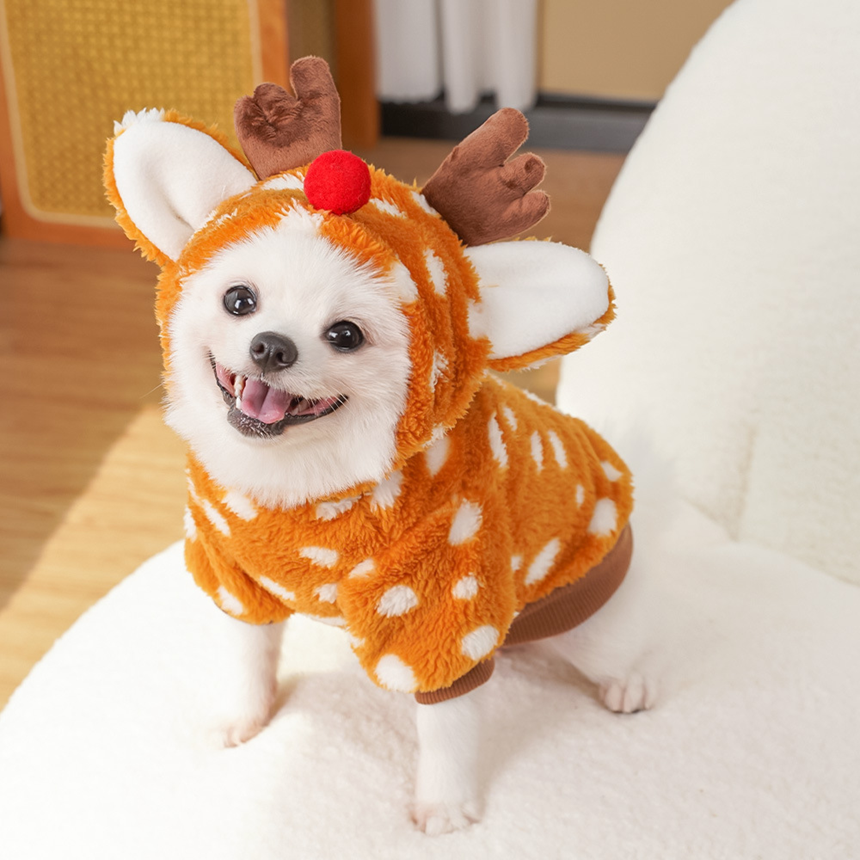 [무료배송] 모야펫 루돌프 땡땡이 후드티 XS-2XL 4번째
