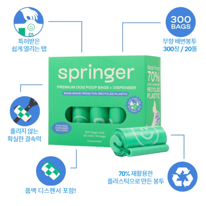 스프링어 풉백 디스펜서 세트 (블랙/그린/20롤 세트) 3번째