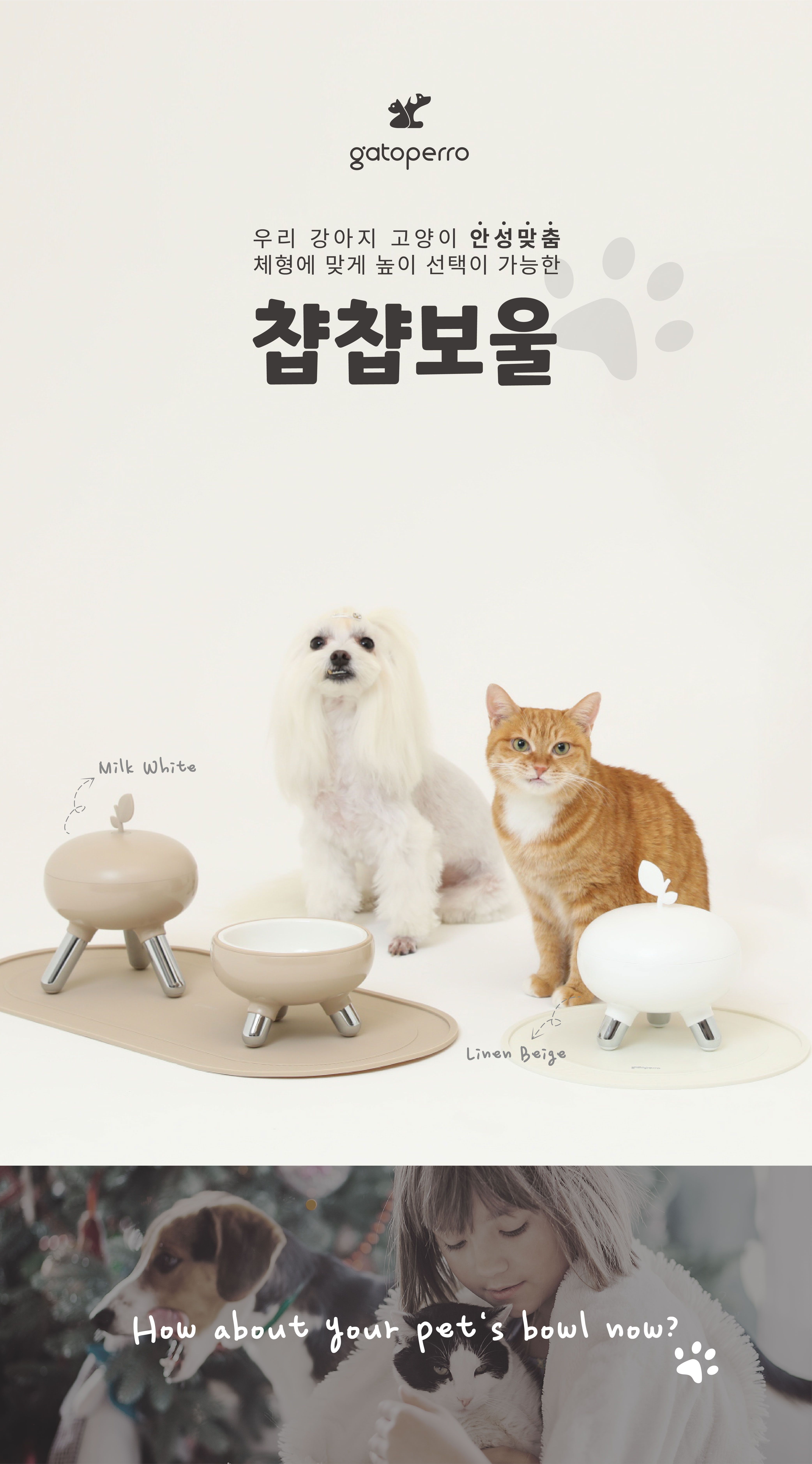 [무료배송] 가또페로 챱챱보울 세트 화이트/네이비/베이지 S/L 2번째