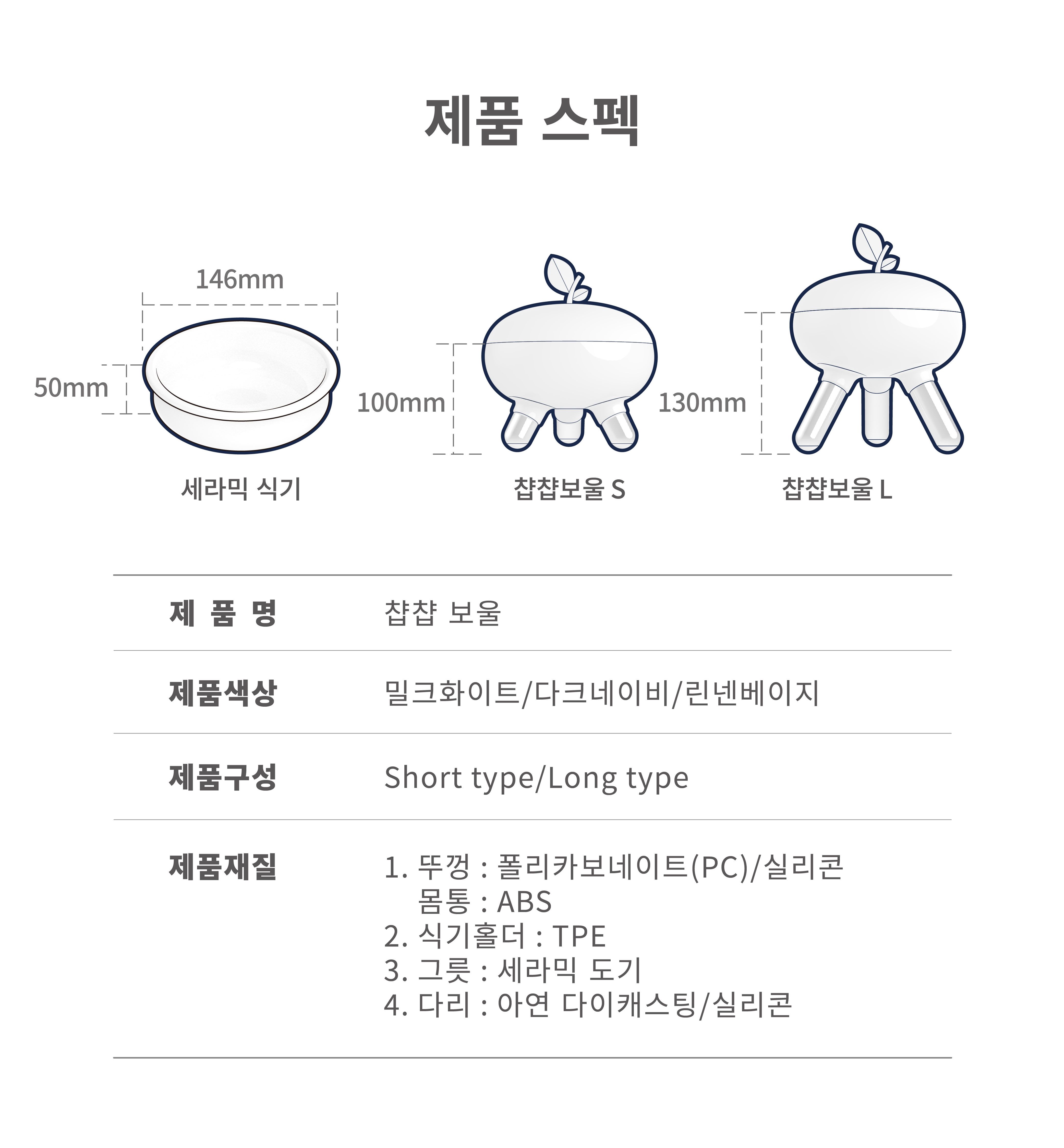 [무료배송] 가또페로 챱챱보울 세트 화이트/네이비/베이지 S/L 10번째
