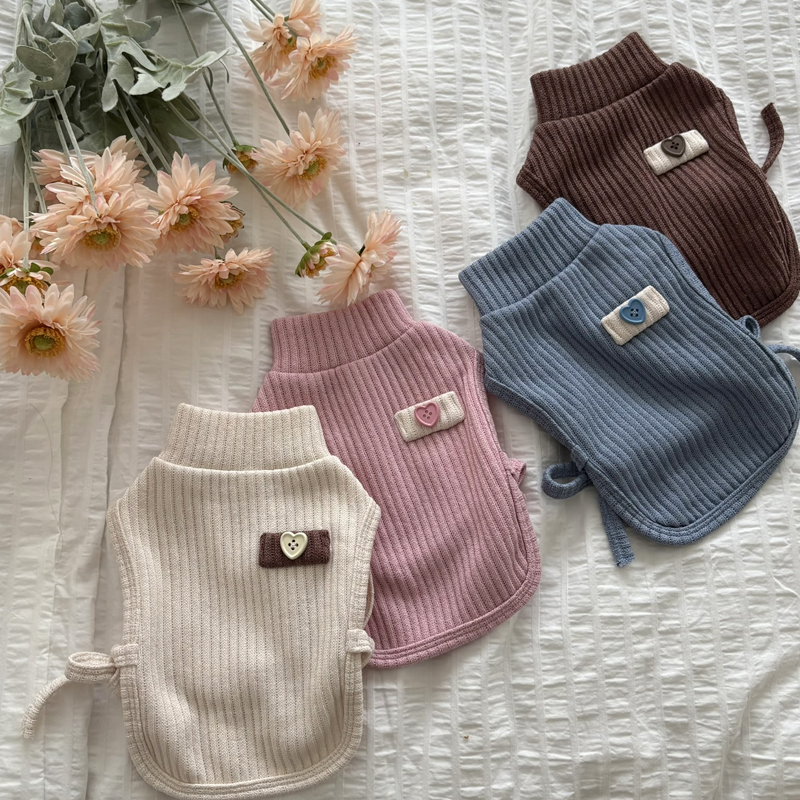 [NEW신상][무료배송] 해피댕댕 하트단추케이프조끼 4종 (아이보리,핑크,블루,브라운) S-XL 4번째