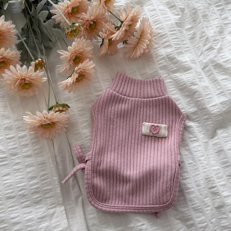 [NEW신상][무료배송] 해피댕댕 하트단추케이프조끼 4종 (아이보리,핑크,블루,브라운) S-XL 5번째