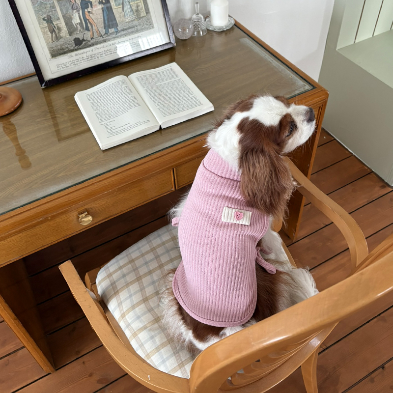 [NEW신상][무료배송] 해피댕댕 하트단추케이프조끼 4종 (아이보리,핑크,블루,브라운) S-XL 8번째