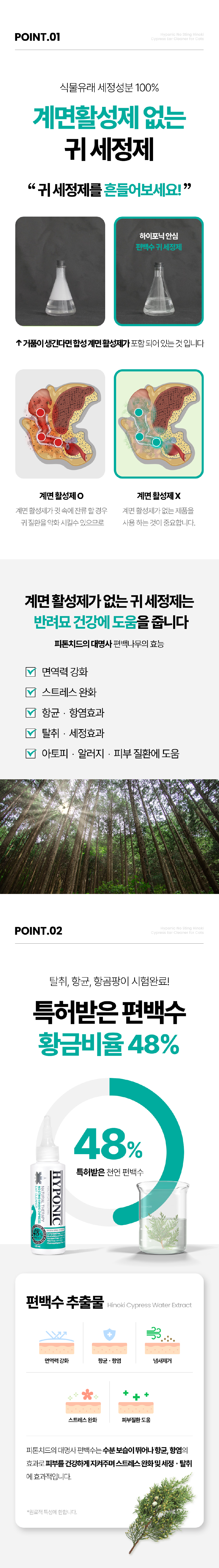 [무료배송] 하이포닉 캣 편백수 귀세정제 120ml 5번째