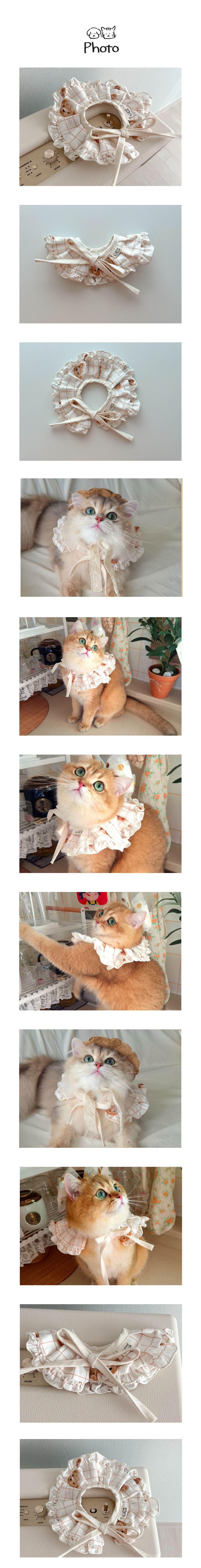 [무료배송] 개달당 곰돌이체크 프릴 케이프 2번째