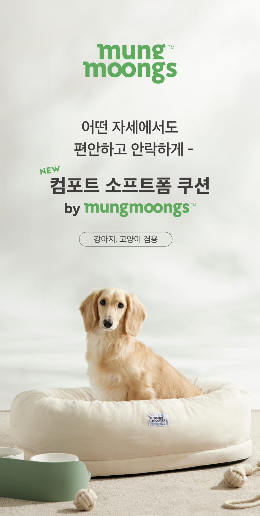 [무료배송] 멍뭉스 컴포트 소프트폼 쿠션 써니베이지/포그그레이 2번째