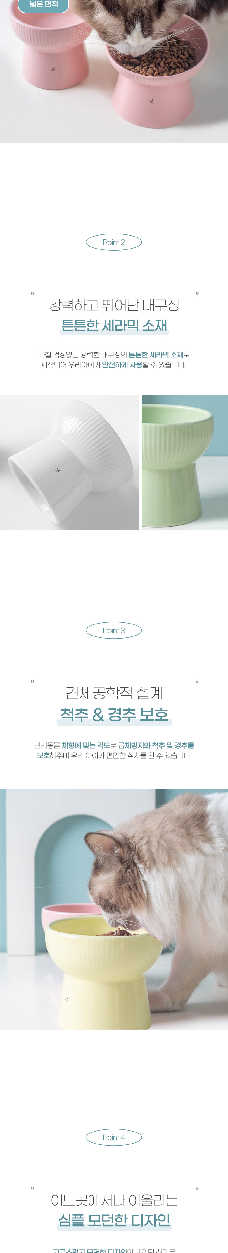 [무료배송] 딩동펫 반려동물 하이라인 세라믹 식기 화이트/그린/핑크/크림화이트 4번째