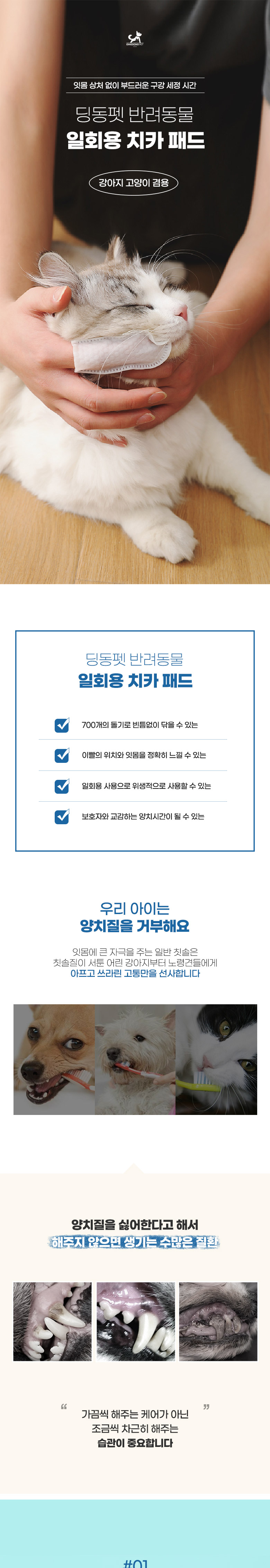 [무료배송] 딩동펫 반려동물 일회용 치카 구강 패드 1번째