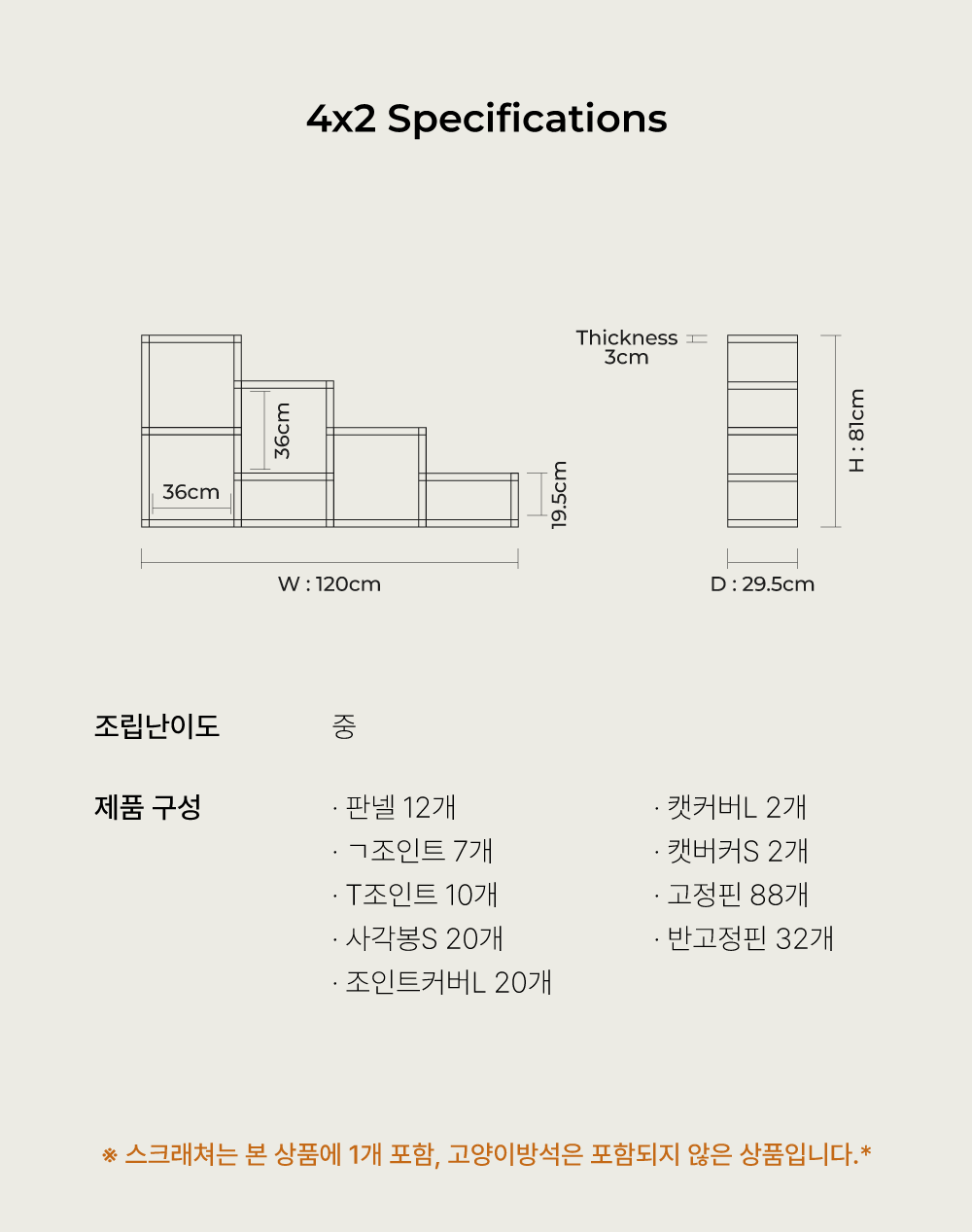 [NEW신상][무료배송] 큐빅스펫 먼치킨 노모 캣타워 4X2+ 커버 세트 6color +스크래쳐1장 포함 64번째