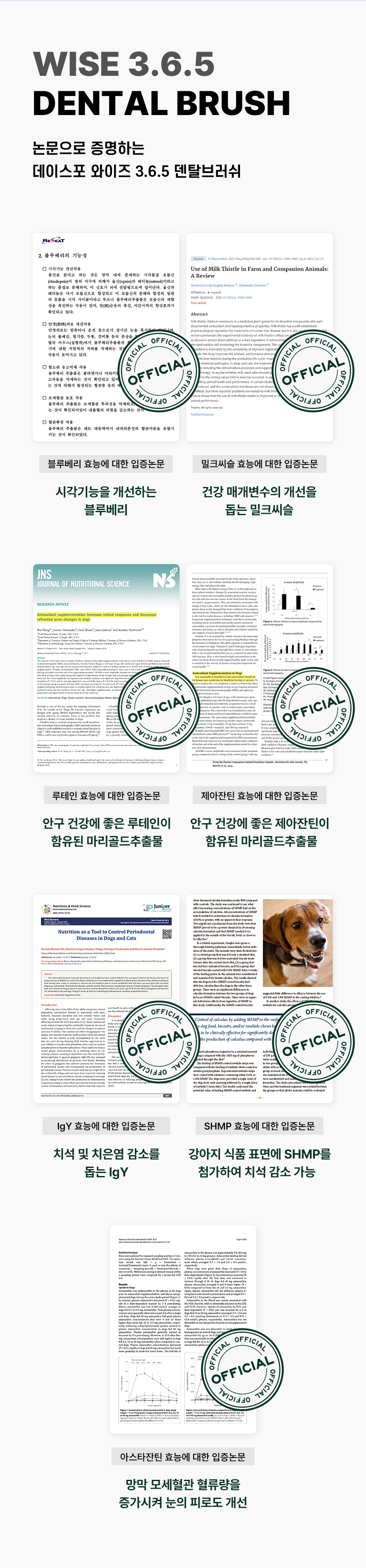 [NEW신상][무료배송] 데이스포 독 와이즈 3.6.5 덴탈케어 브러쉬 눈건강 240g 20개입 11번째