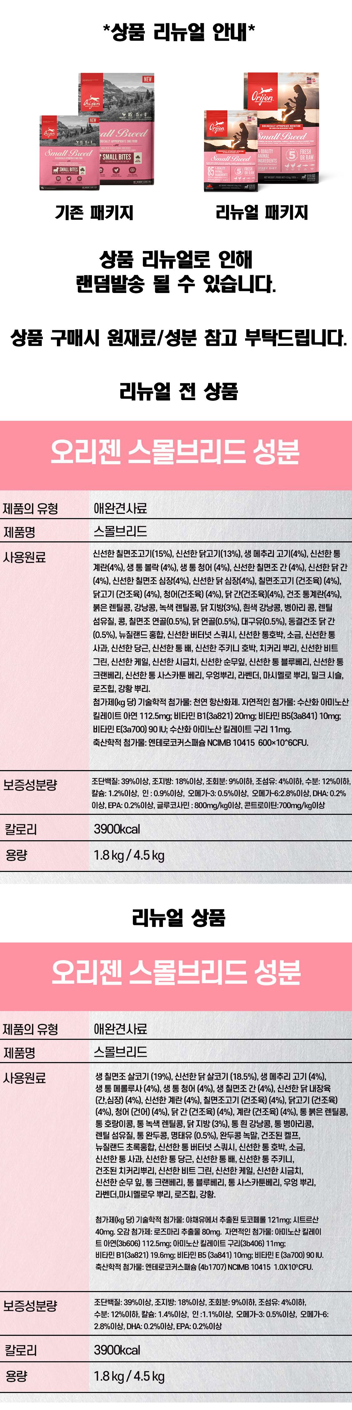 [웰컴딜] 오리젠 독 스몰브리드 4.5kg 1번째