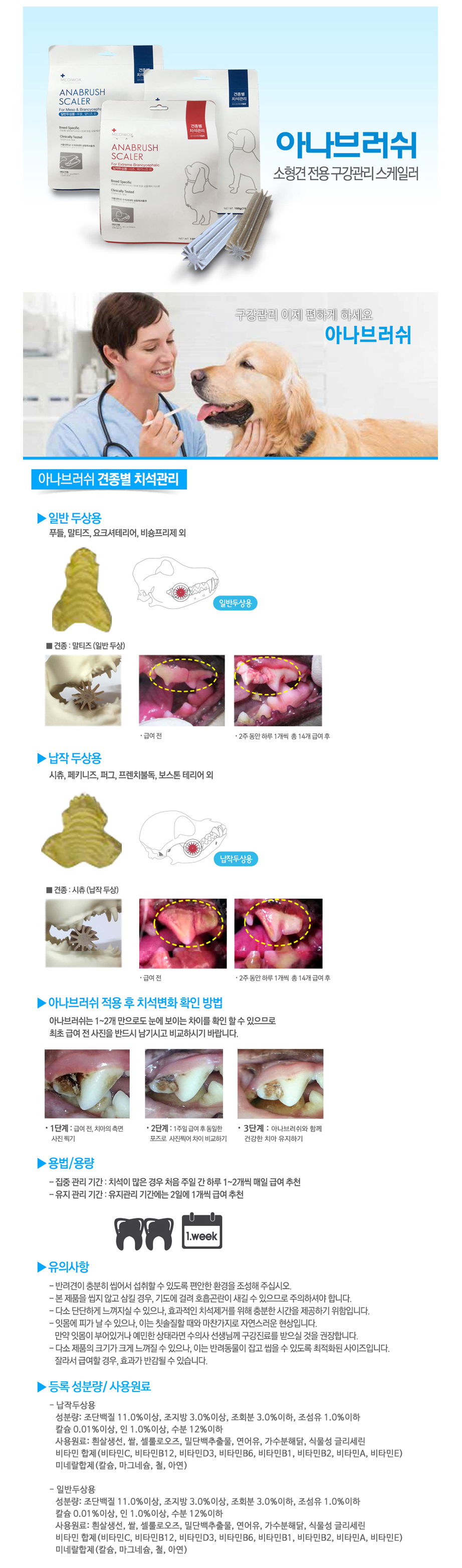 [창고대방출] 메디웍스 독 아나브러쉬 납작두상용 15p 1번째