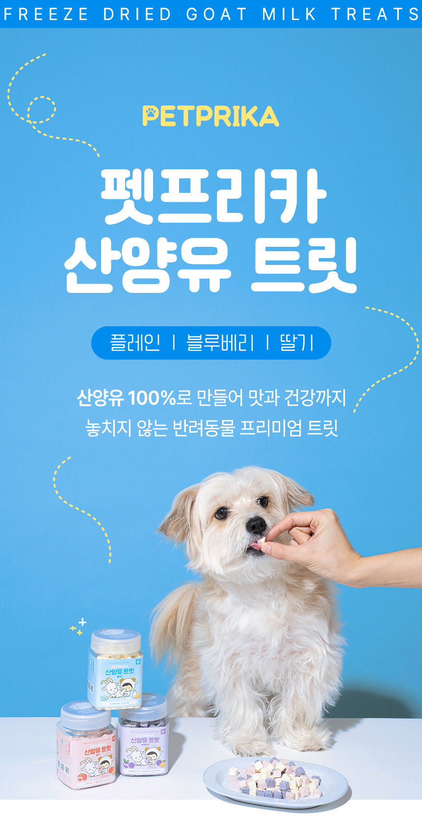 [NEW신상][무료배송] 펫프리카 독 산양유 유산균 간식 60g (플레인/딸기/블루베리) 1번째