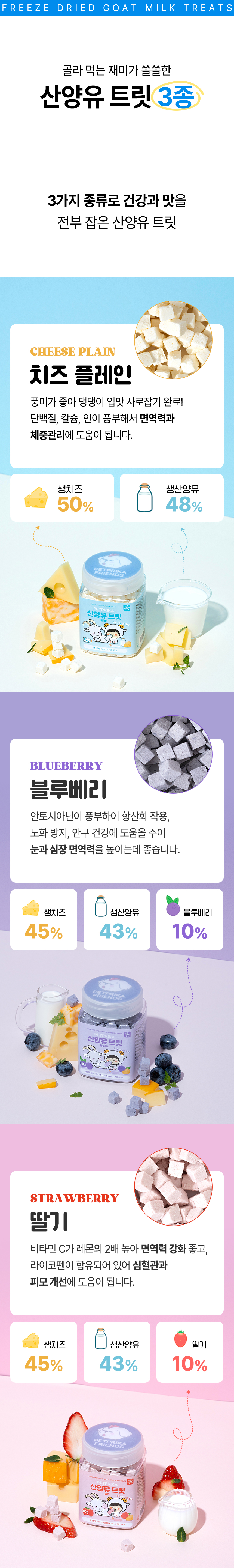 [NEW신상][무료배송] 펫프리카 독 산양유 유산균 간식 60g (플레인/딸기/블루베리) 14번째