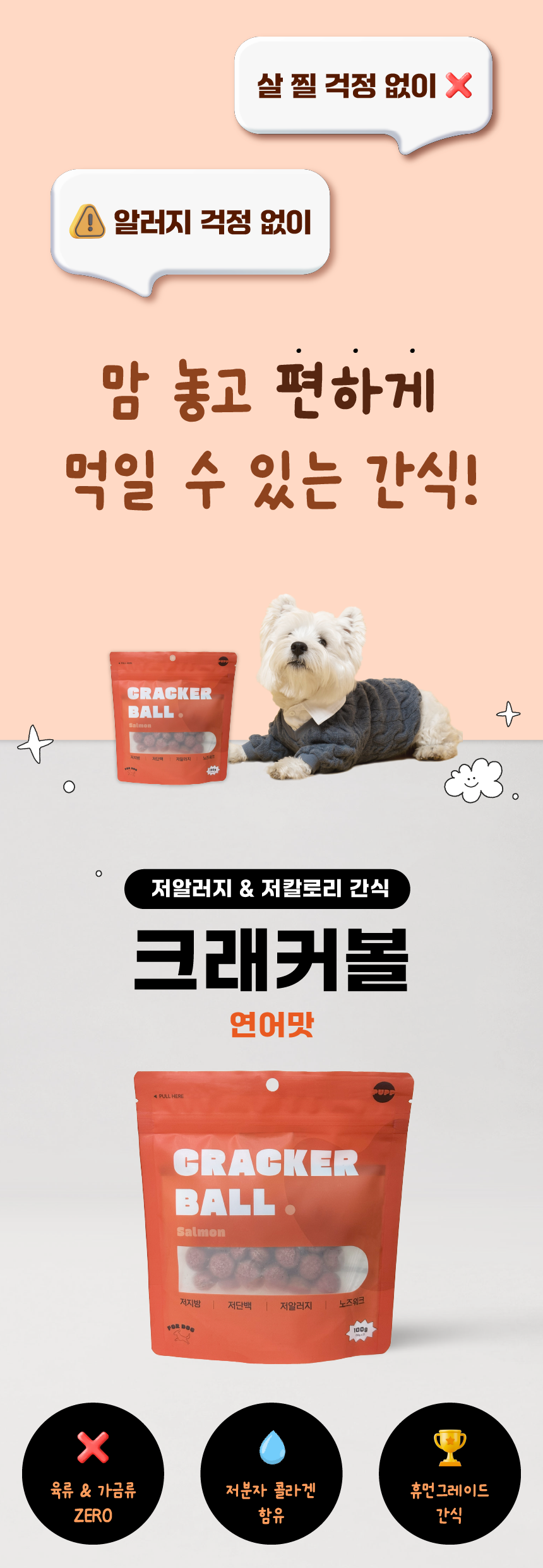 퍼프 독 크래커볼 연어 100g 2번째