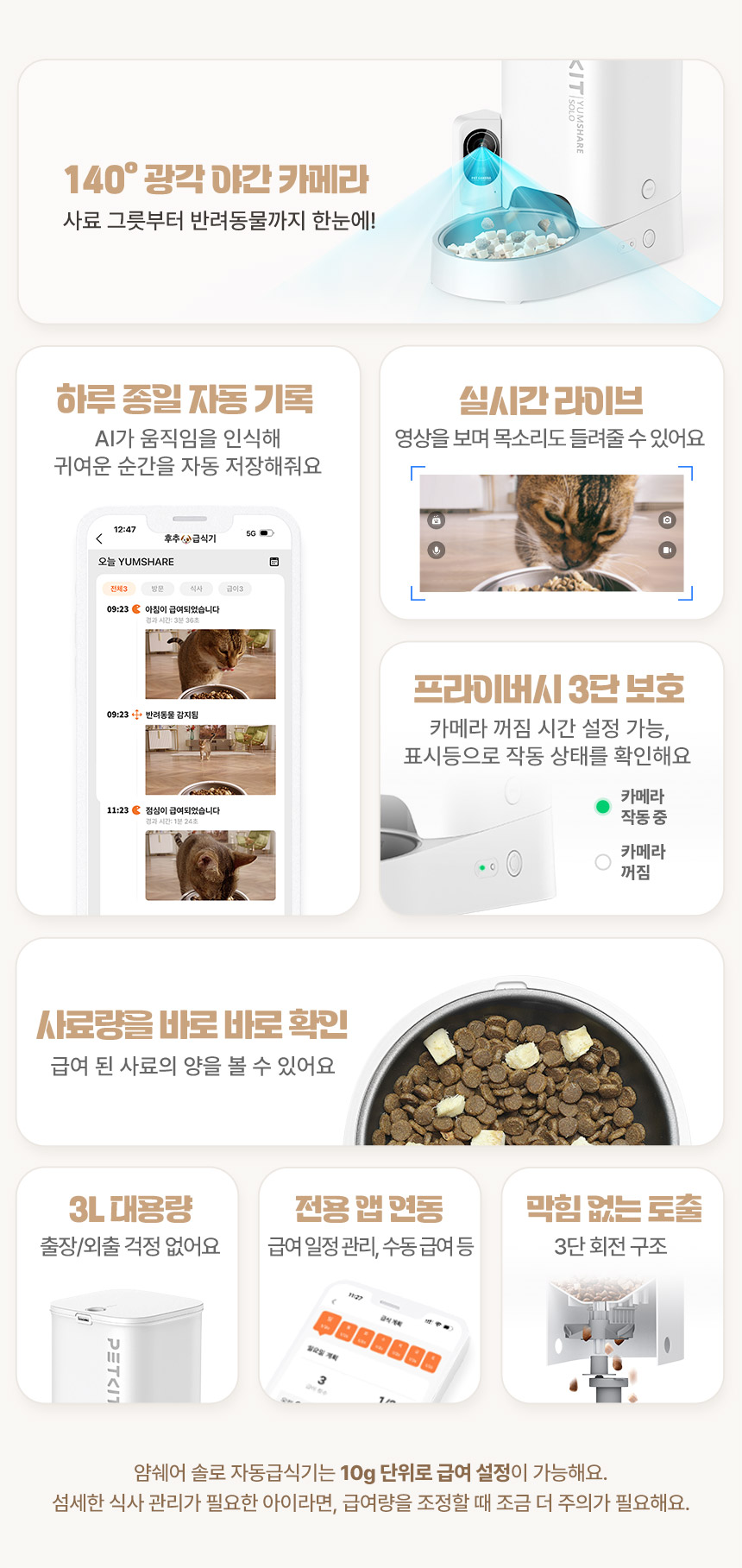 [NEW신상][무료배송] 펫킷 얌쉐어 솔로 자동 급식기 (스마트홈 카메라) 4번째