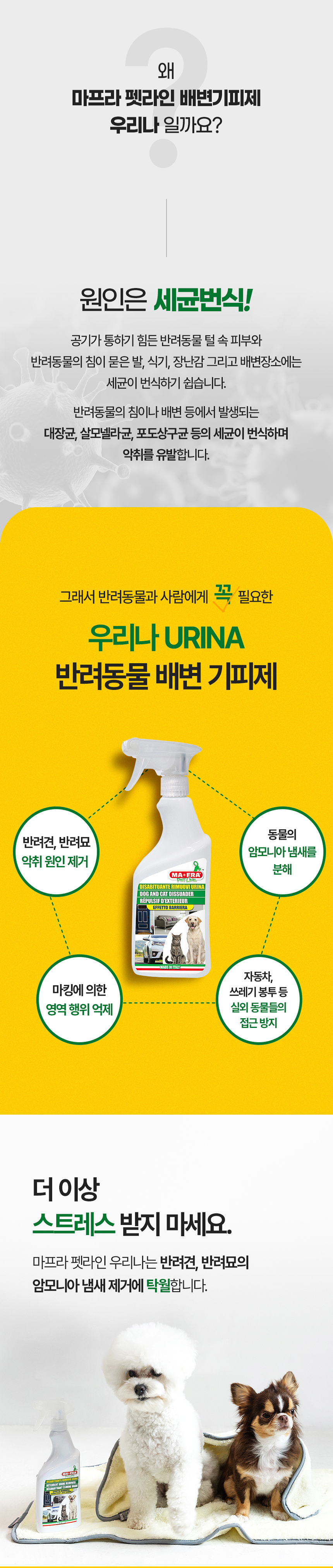 [무료배송] MAFRA 반려동물 배변기피제 오줌냄새제거 이태리 우리나 500ml 3번째