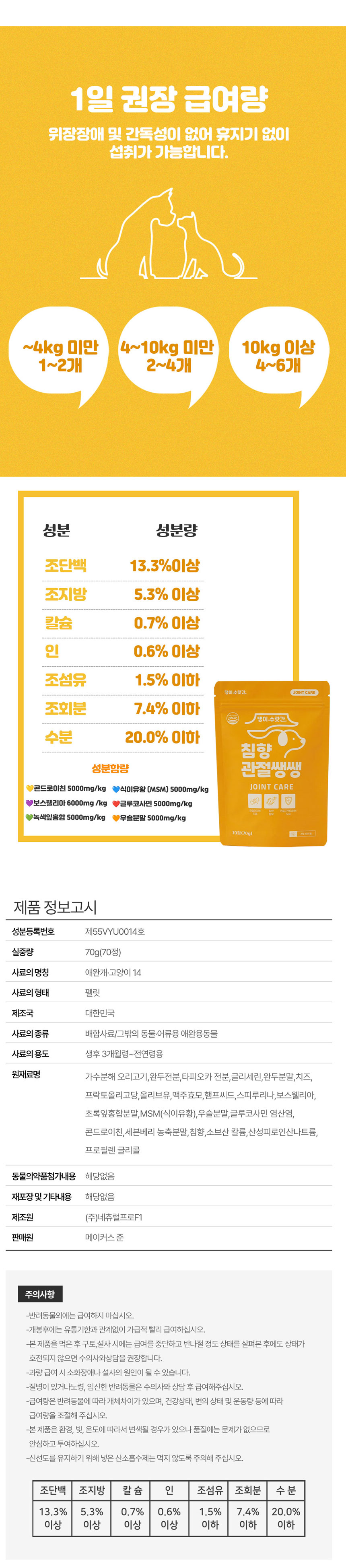 [무료배송] 댕이수랏간 침향 관절쌩쌩 70g 21번째