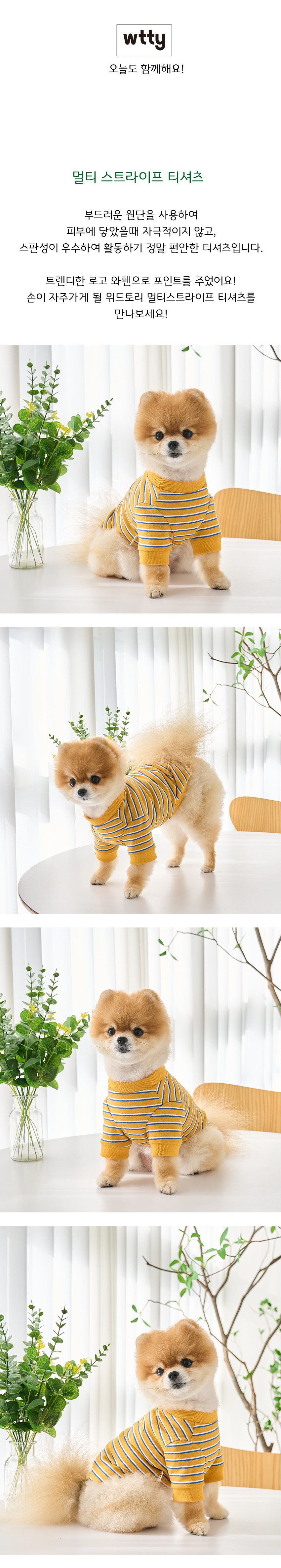 [무료배송] 위드토리 멀티 스트라이프 티셔츠 옐로우 S-2XL 1번째