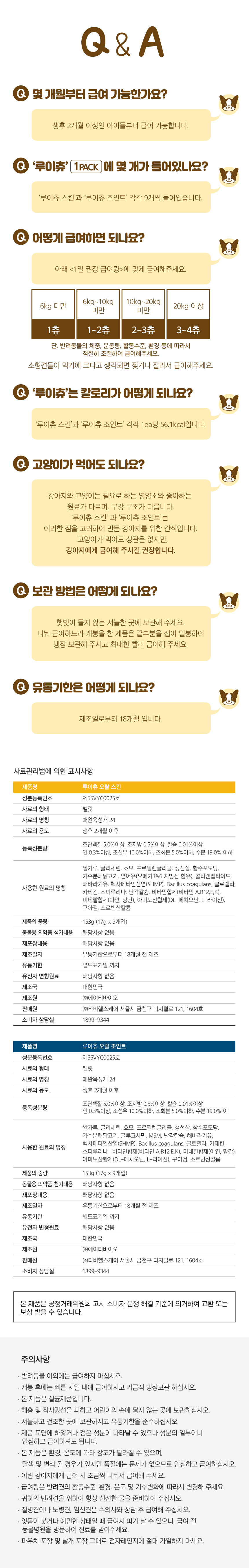 [NEW신상][무료배송] 루이츄 덴탈껌 관절 153g (2개) 14번째