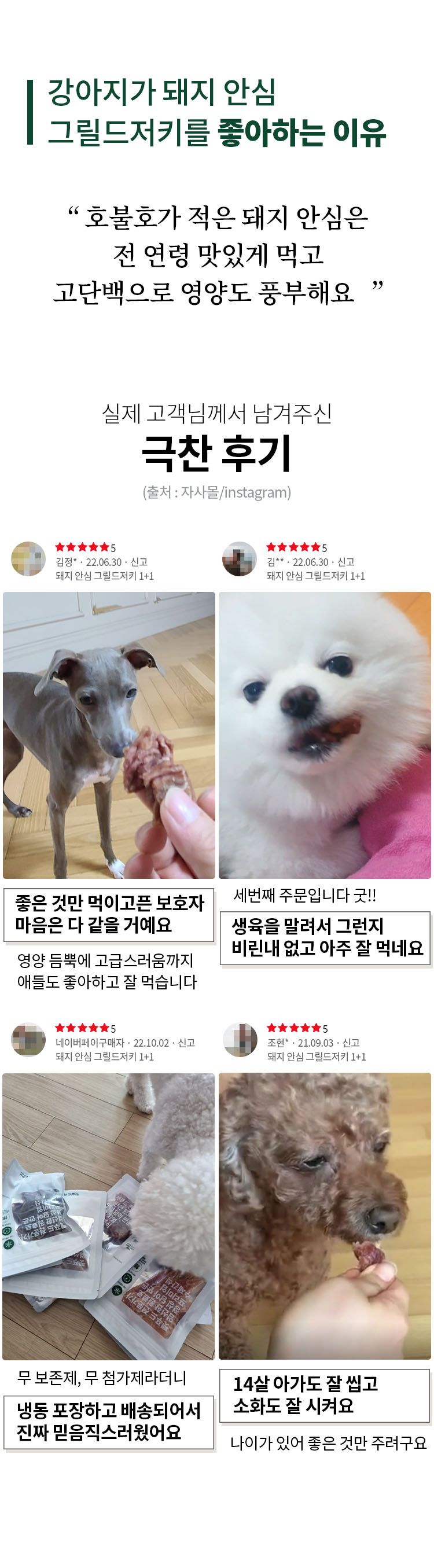 [무료배송] 펫쉴드 독 돼지 안심 그릴드저키 100g 2번째