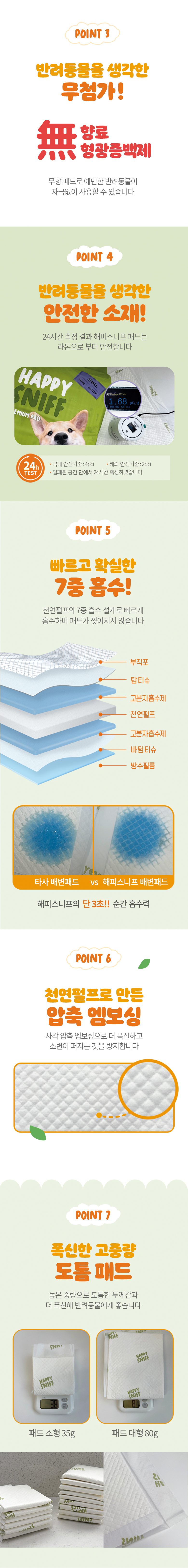 [무료배송] 베베페페 해피스니프 고흡수 실속형 배변패드 소형 2팩 100매 3번째