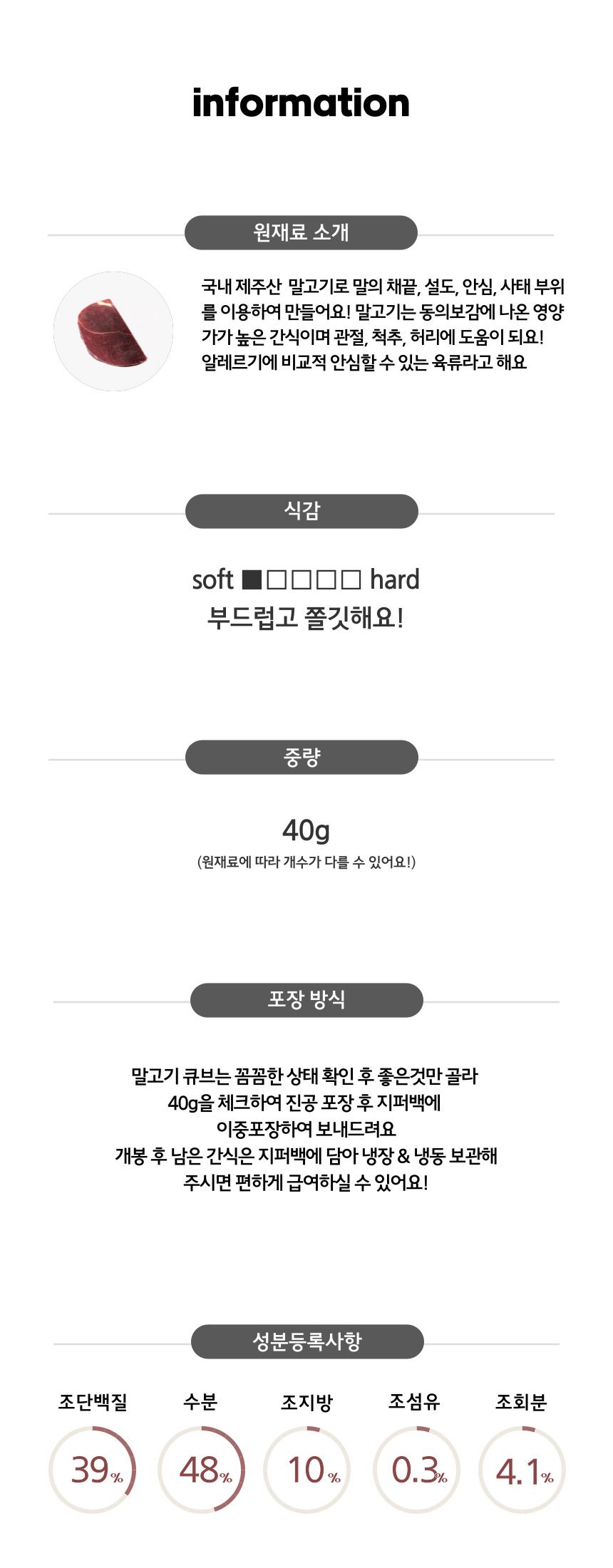 [무료배송][5개] 까까묵자 말고기 큐브 40g 4번째