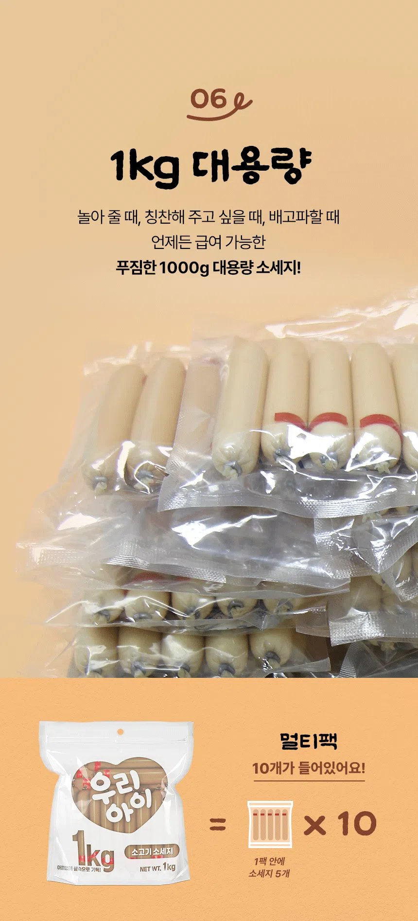 [NEW신상][무료배송] 데이스포 독 우리아이 소시지 소고기 1kg 11번째