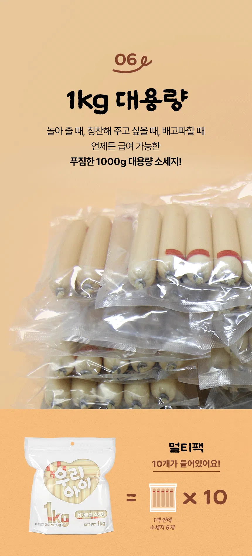 [NEW신상][무료배송] 데이스포 독 우리아이 소시지 닭 1kg 11번째