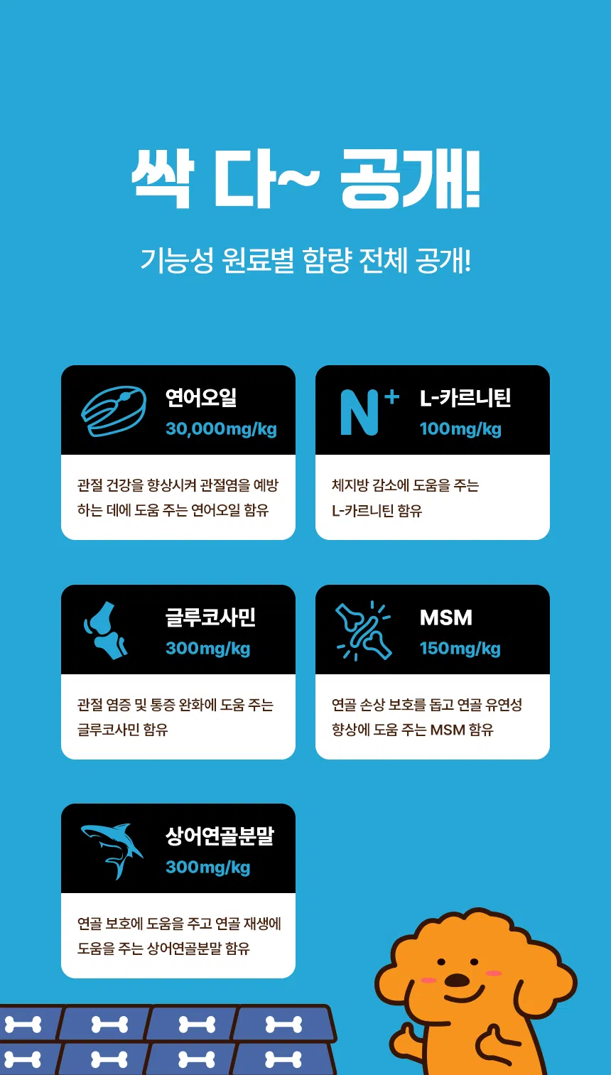 [신상특가] [무료배송] 데이스포 독 아이케어 힙앤조인트 관절건강 사료 5kg 20번째