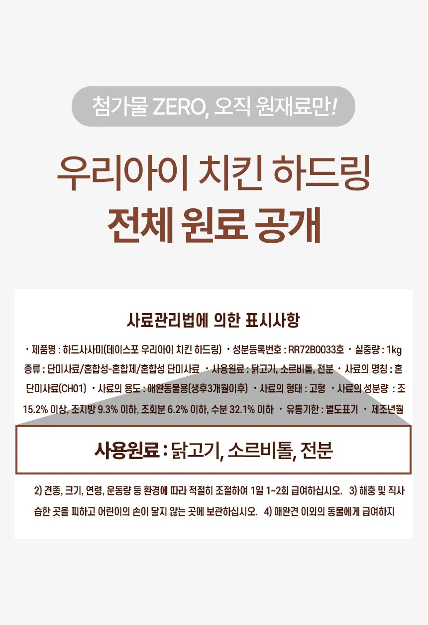 [NEW신상] [무료배송] 데이스포 독 우리아이 치킨 하드링 1kg 16번째