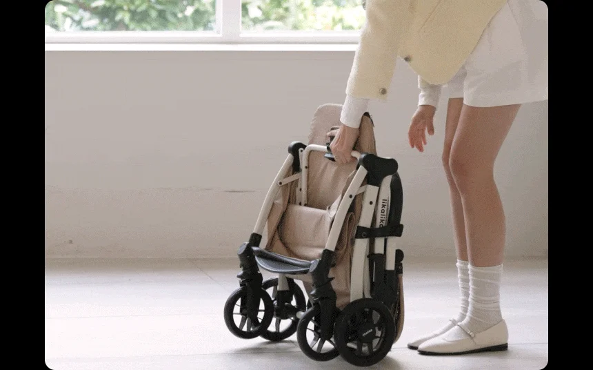 [무료배송] 리카리카 올데이 라이트 일체형 유모차 2세대 베이지/차콜블랙 9번째