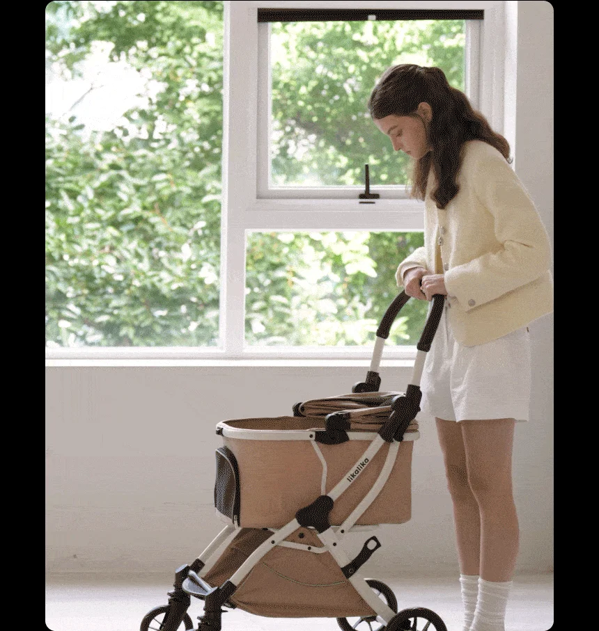 [무료배송] 리카리카 올데이 라이트 일체형 유모차 2세대 베이지/차콜블랙 7번째