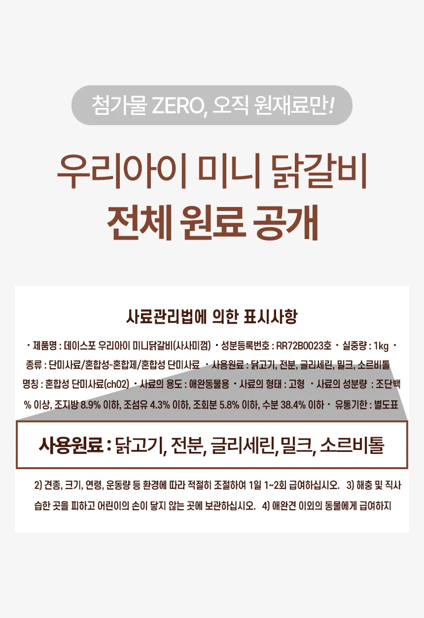 [NEW신상][무료배송] 데이스포 독 우리아이 미니 닭갈비 1kg 16번째