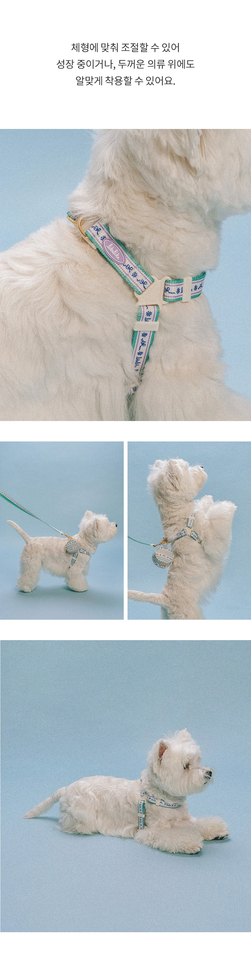 [무료배송] 리카리카 플레어 하네스 L자형 핑크/민트 M-L 10번째