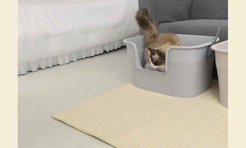 [NEW신상][무료배송] 펫토리아 고양이 사막화방지 벌집모양 2중구조 모래 매트 4종 (그레이/크림 대형/특대형) 10번째