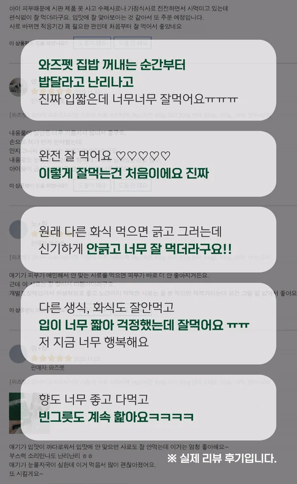 [NEW신상]와즈펫 강아지 프리미엄 화식사료 오리 100g 18번째